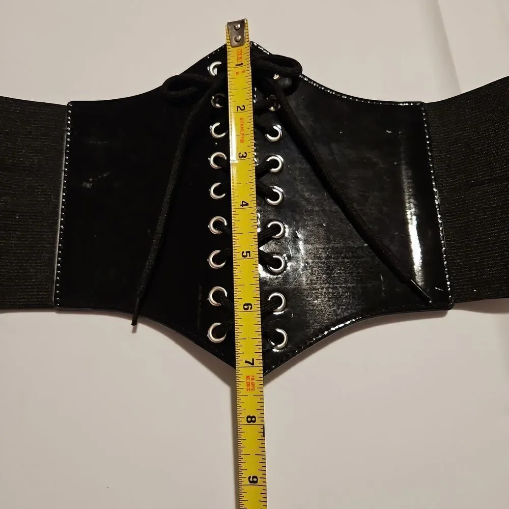 Black Lace-Up Corset Belt  Elastic Strech waist 26